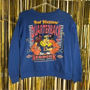 Vintage Fred Flintstone Graphic Blue Crewneck